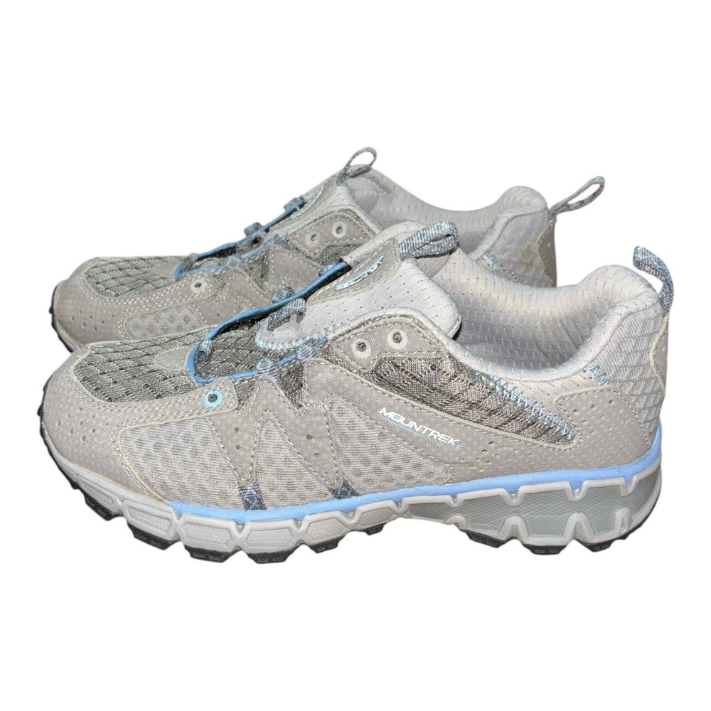 Mountrek Woodland Trail Women's 7 Gray‎ Blue Bungee Hiking Shoes H4080 Gorpecore